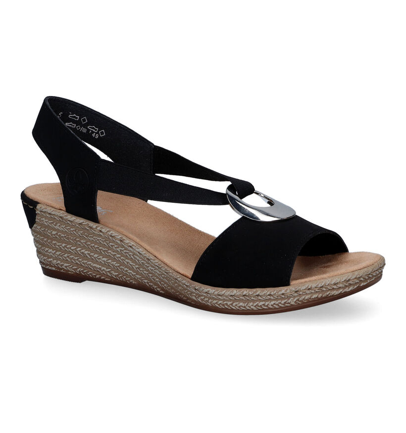 Rieker Sandales compensées en Noir pour femmes (339075)