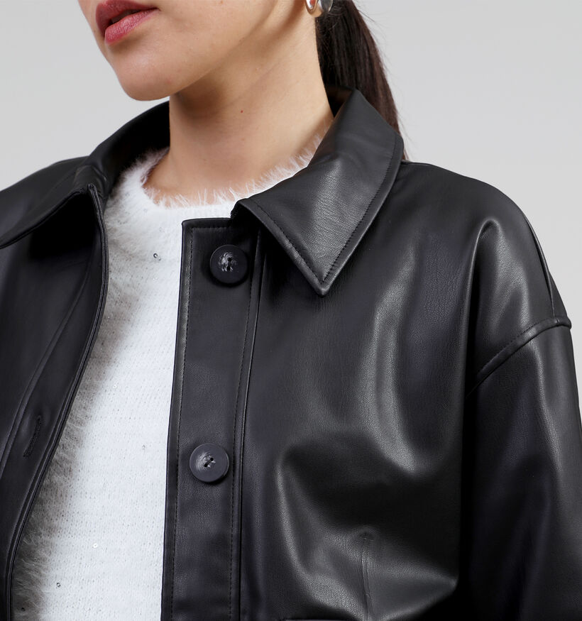 JDY Alexa Zwart Faux leather hemd voor dames (346408)