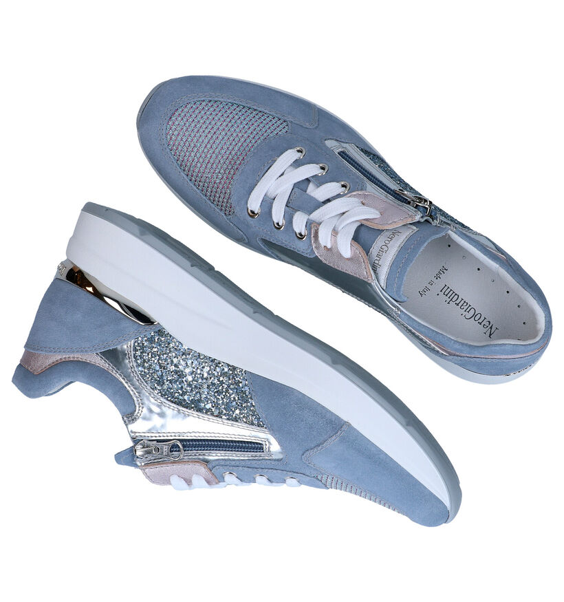 NeroGiardini Blauwe Veterschoenen in daim (290039)