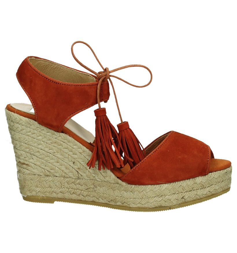 Sandalen met Sleehak Oranje Via Roma met Flosjes, , pdp