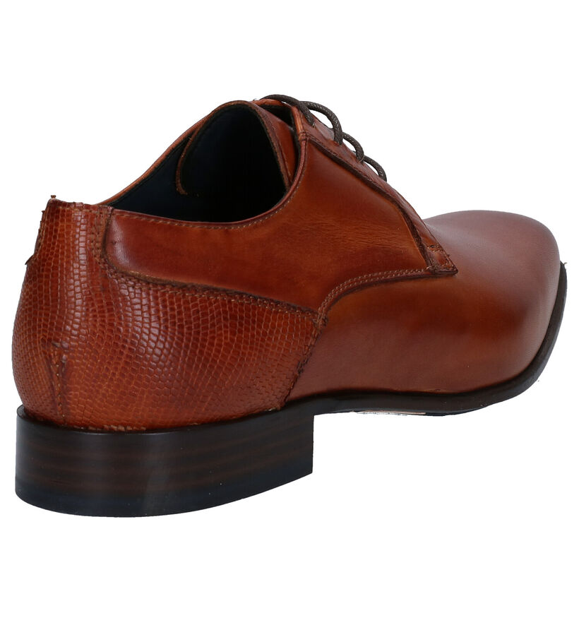 Via Borgo Cognac Veterschoenen in leer (279953)