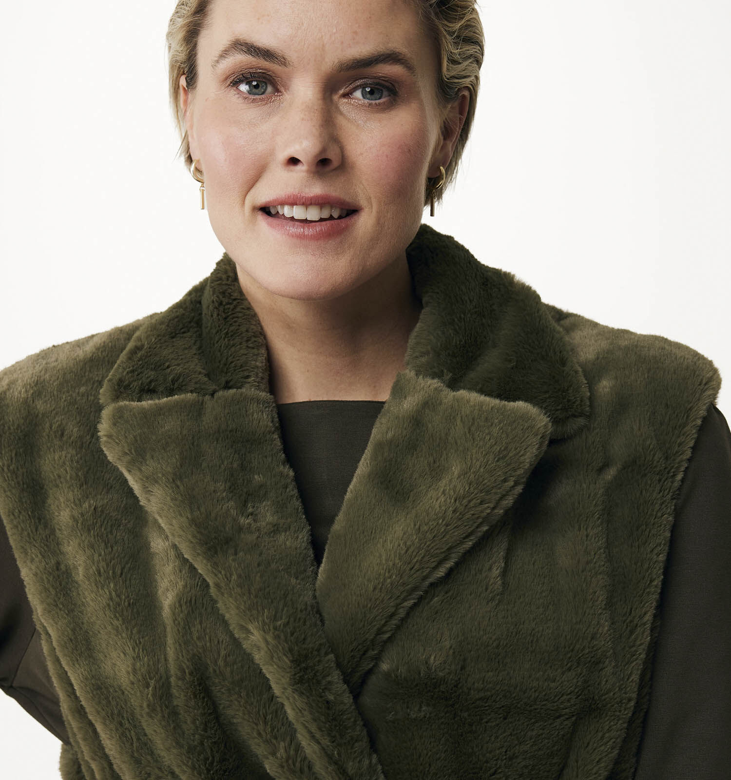 Mexx Veste courte sans manches en fausse fourrure en Vert Femmes Manteaux en ligne sur TORFS.BE