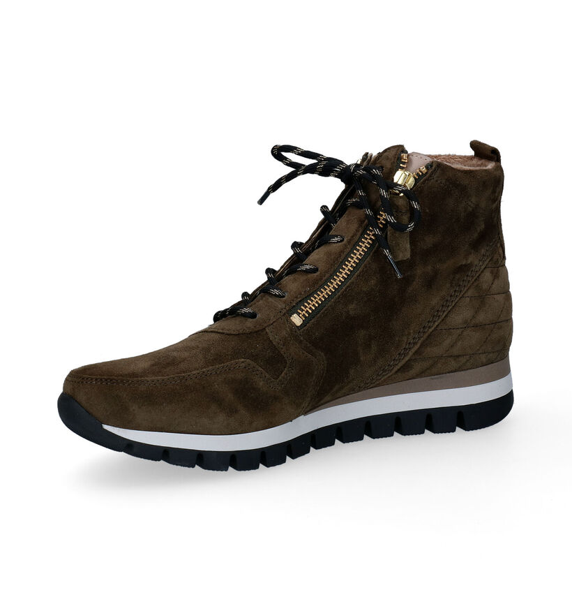 Gabor OptiFit Baskets hautes en Vert Kaki en daim (297233)