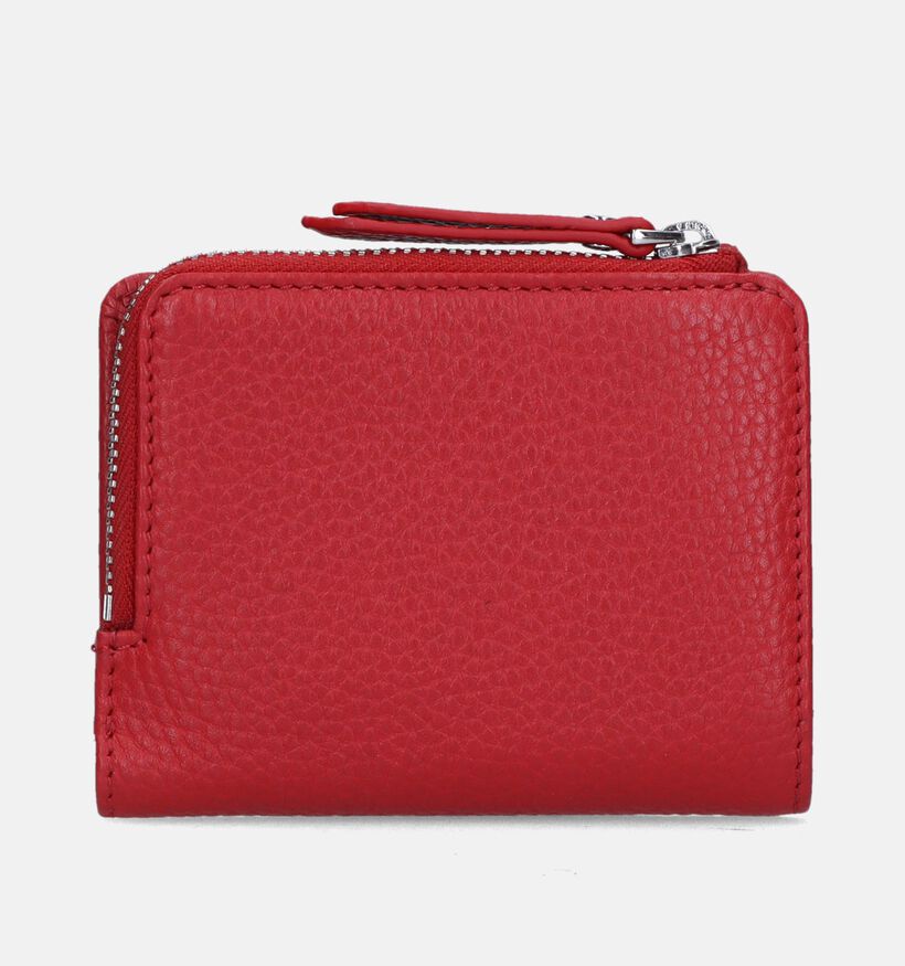 Euro-Leather Porte-monnaie avec fermeture éclair en Rouge pour femmes (338194)