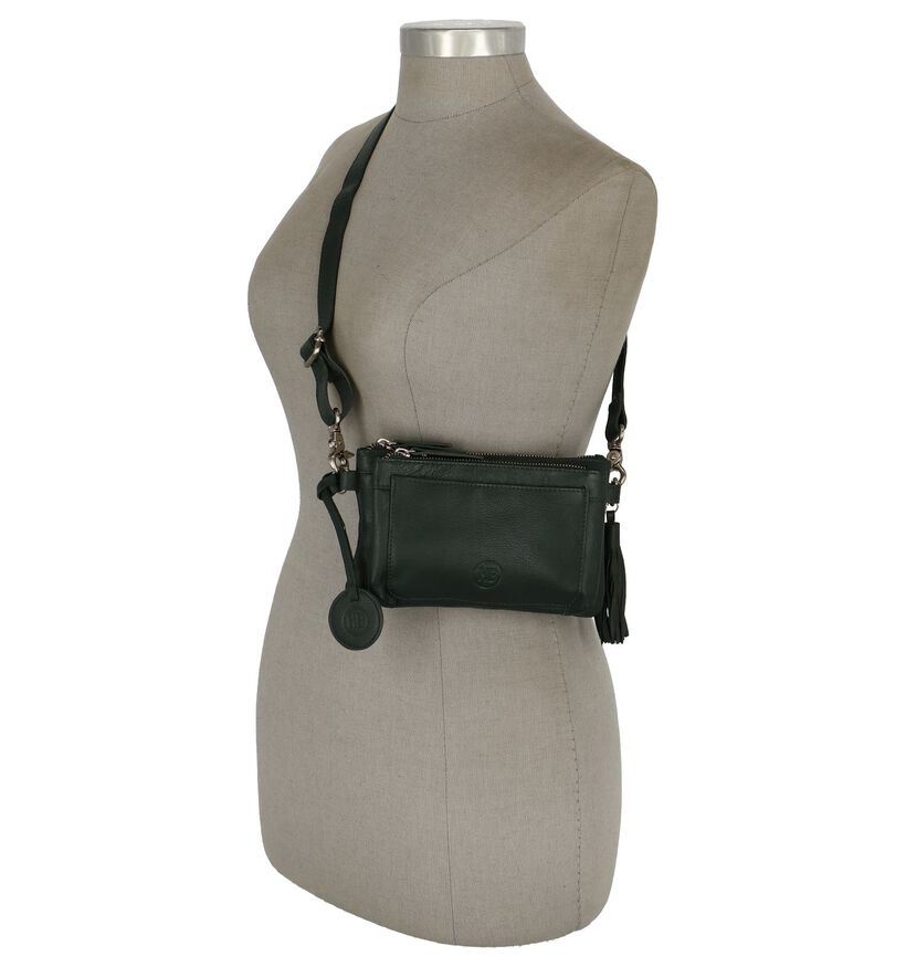 Donkergroene Hampton Bays Crossbody Tas in leer (235331)