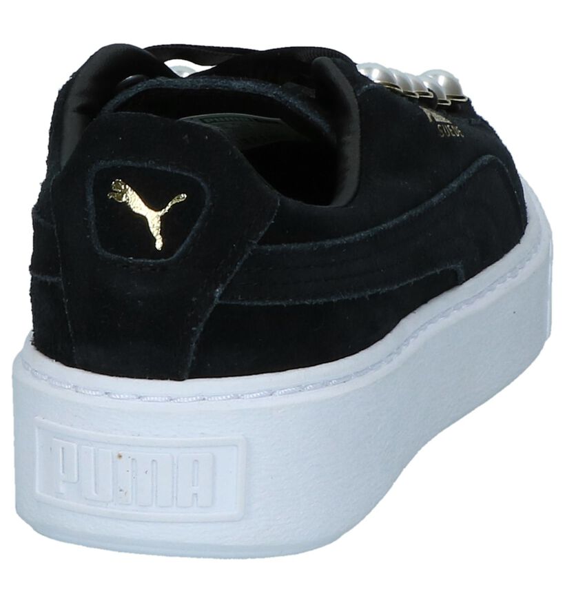 Lage Sportieve Sneakers Zwart Puma Suede Platform in daim (221662)