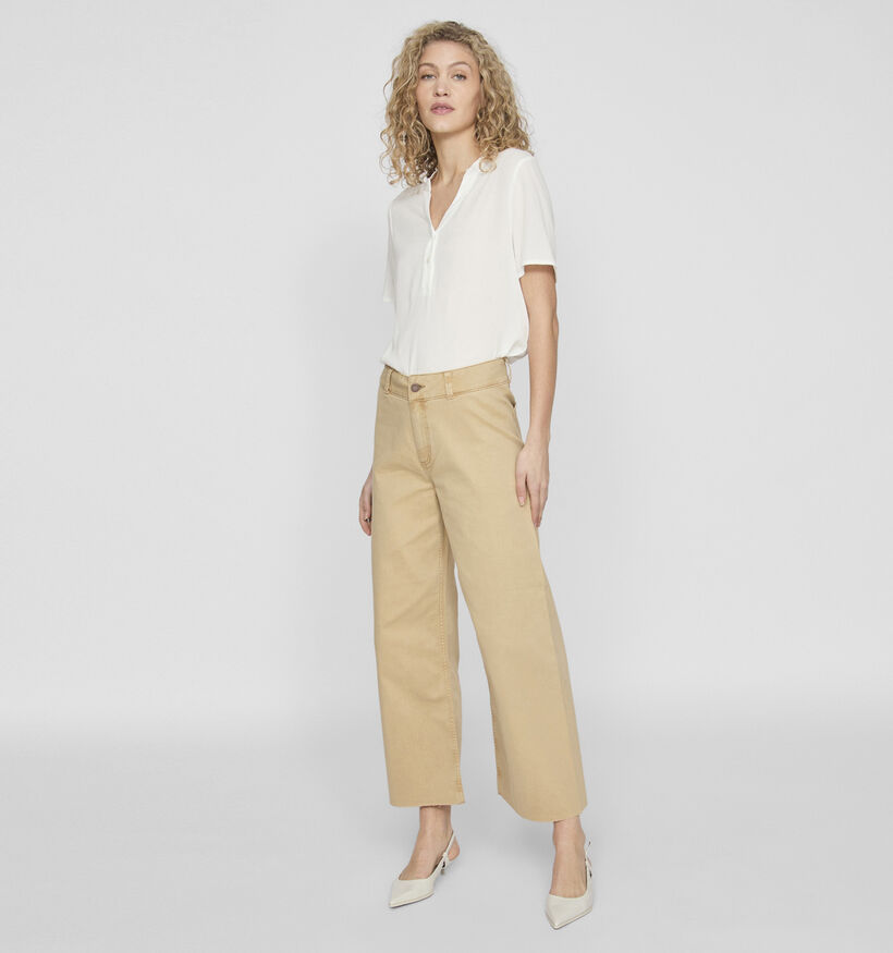 Vila Fanni Wide leg 7/8 Jeans en Brun pour femmes (342146)