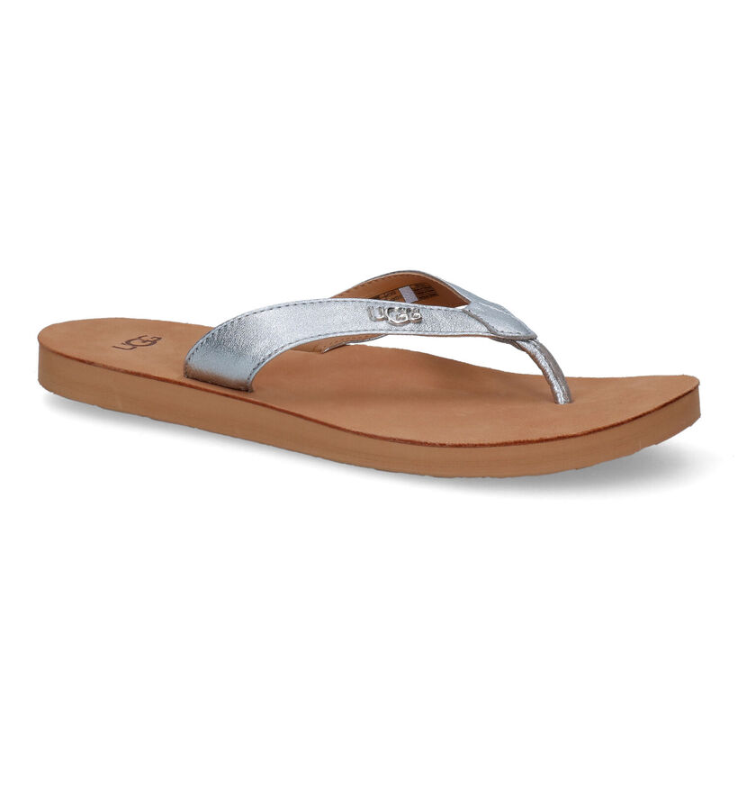 UGG Tawney Logo Zilveren Teenslippers in leer (303417)