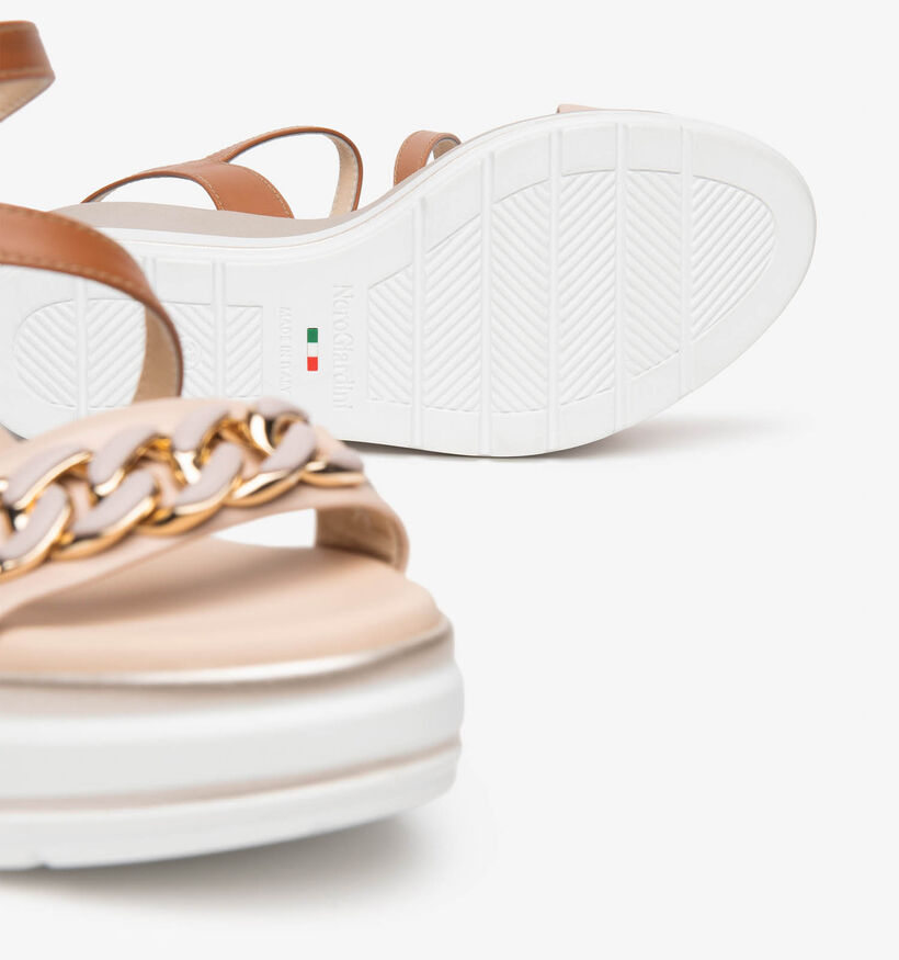 NeroGiardini Cognac Sandalen met Sleehak voor dames (370719)