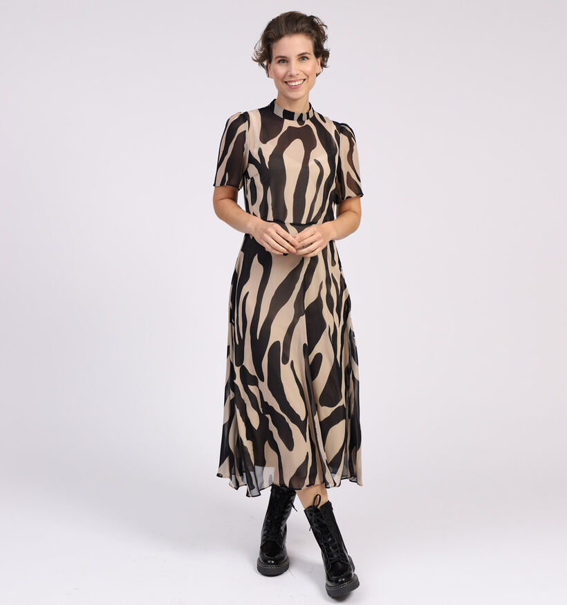 Vila Robe midi en Noir/Beige (309092)