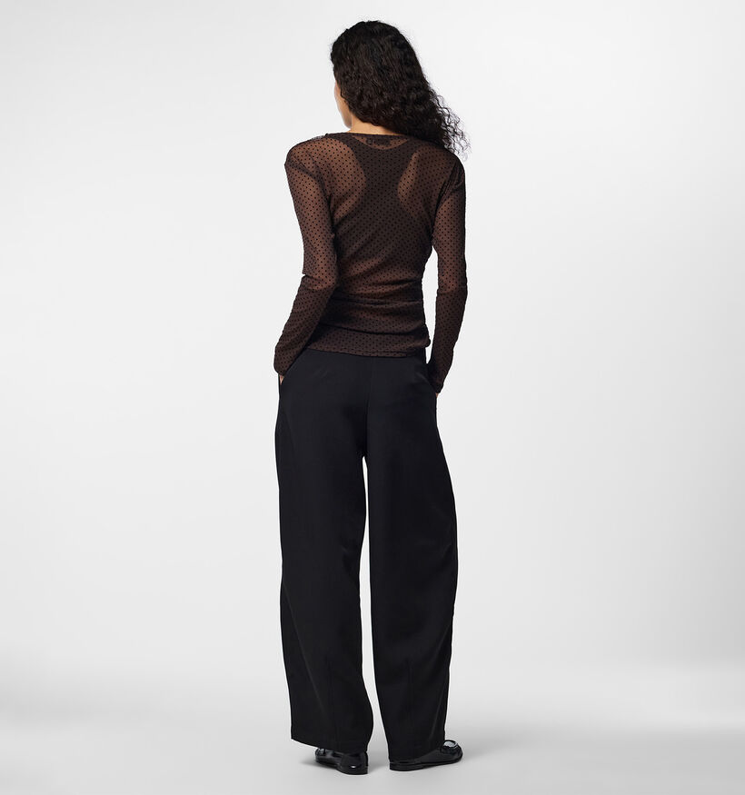 Pieces Bobo Mesh Donkerbruine T-shirt met Lange Mouwen voor dames (378366)