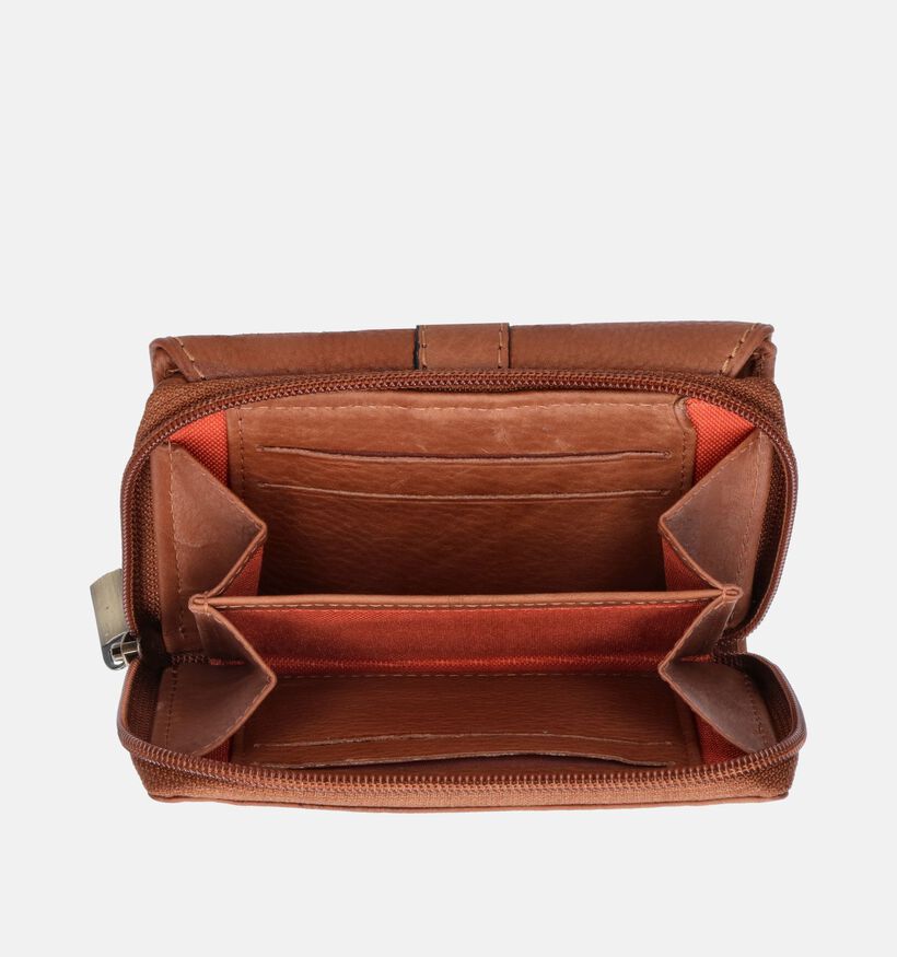 Euro-Leather Porte-monnaies zippé en Cognac pour femmes (365219)