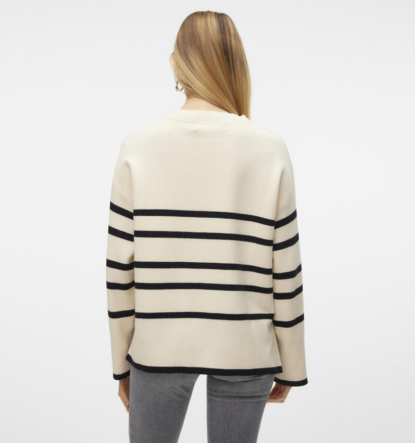 Vero Moda Saba Stripe Pull en Noir/Beige pour femmes (361194)