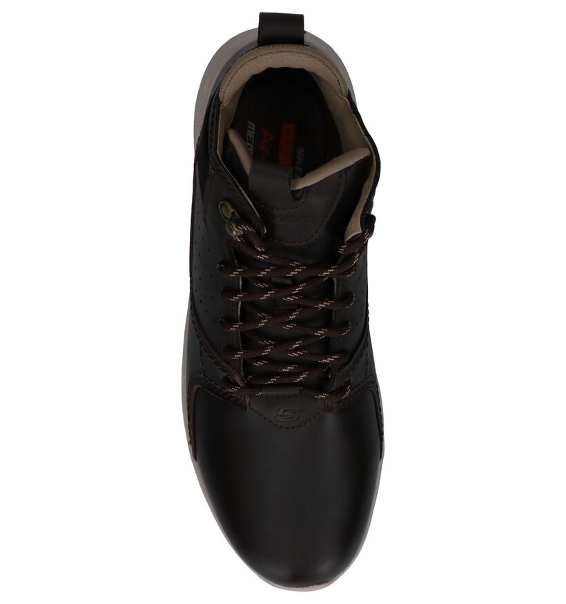 Skechers Memory Foam Chaussures hautes en Brun foncé en cuir (224346)