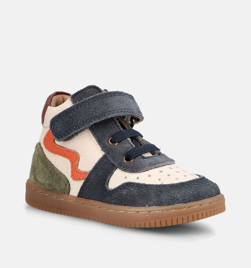 Milo & Mila Colorblock Beige/Blauwe Sneakers voor jongens (380789) - geschikt voor steunzolen