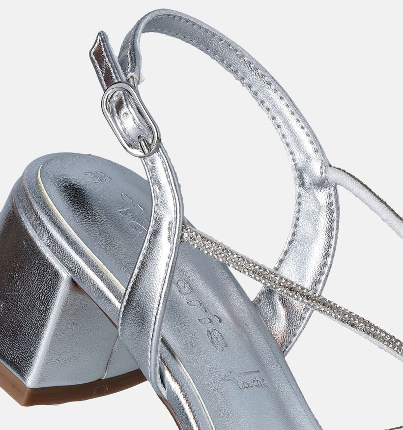 Tamaris Sandales avec talon carré en Argent pour femmes (354446)