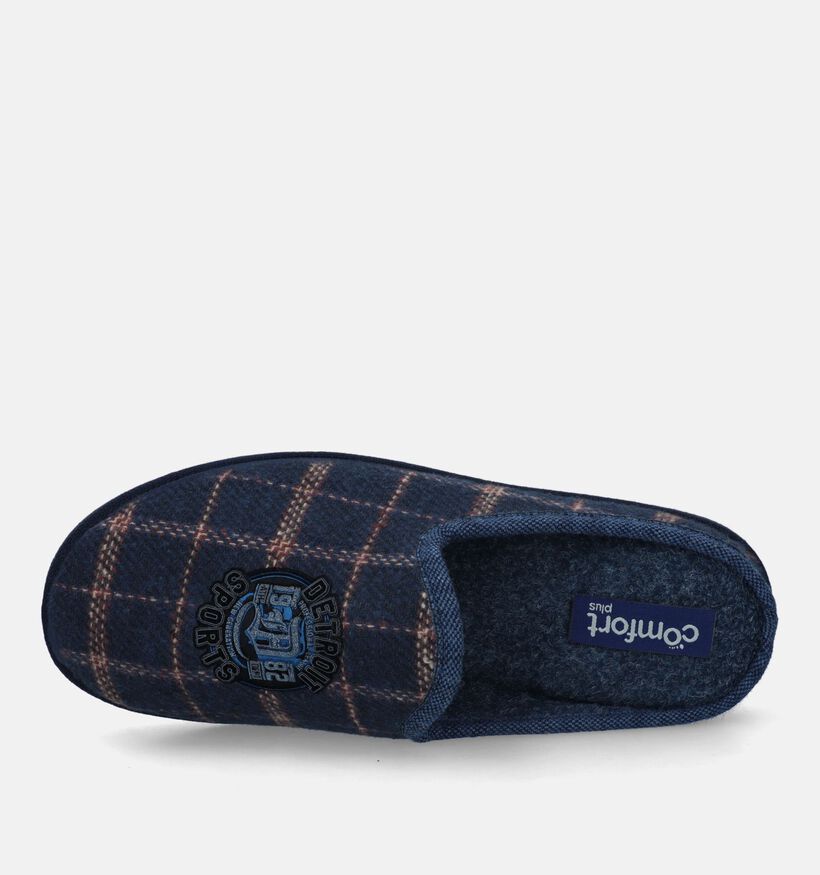 Comfort Plus Pantoufles à carreaux en Bleu pour hommes (332731)