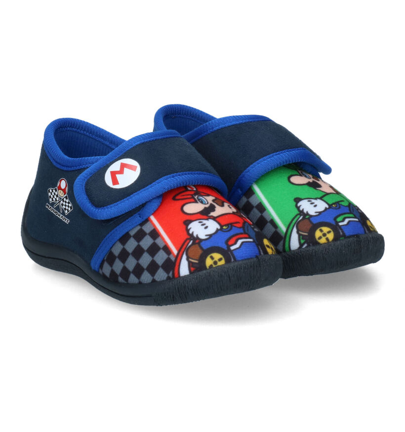 Super Mario Pantoufles fermées en Bleu foncé pour garçons (313630)