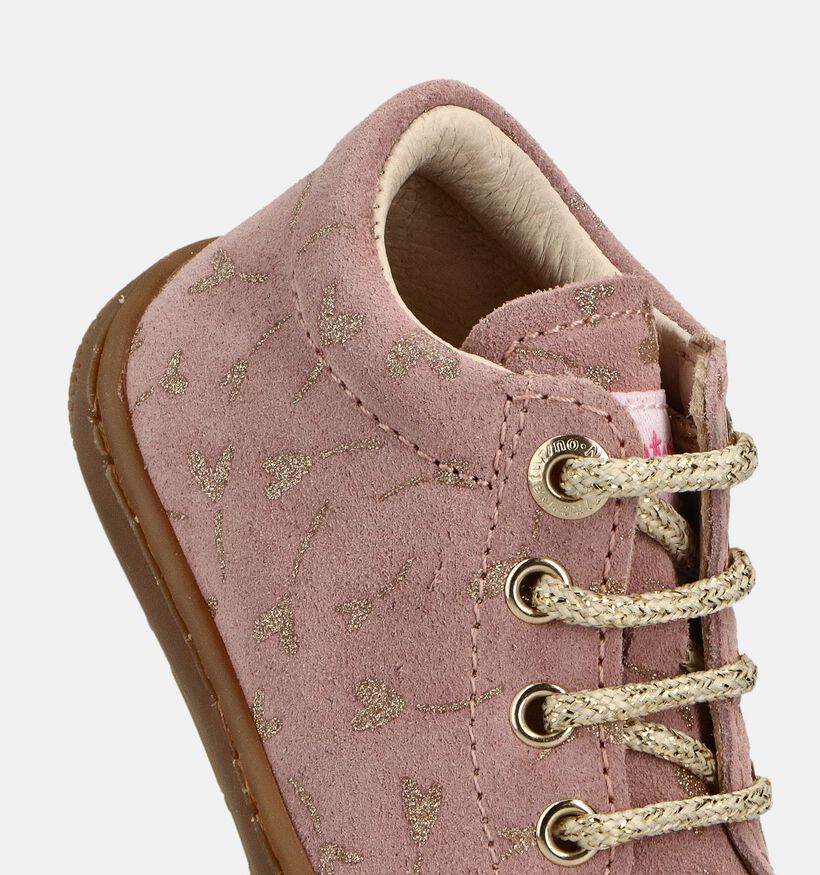 Naturino Cocoon Suede PR. Glitter Roze Babyschoenen voor meisjes (364239) - geschikt voor steunzolen