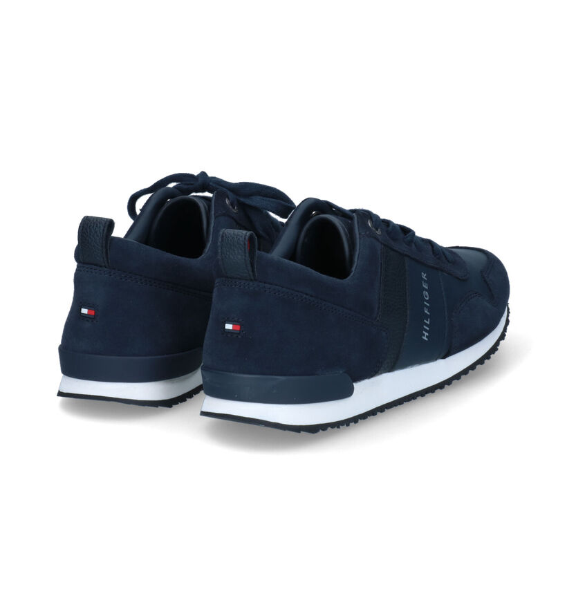 Tommy Hilfiger Iconic Leather Blauwe Veterschoenen in daim (310840)