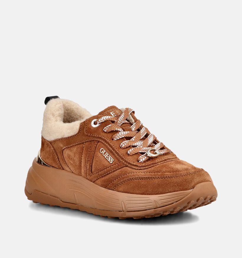 Guess Facter2 Baskets en Cognac pour femmes (379506) - pour semelles orthop&eacute;diques