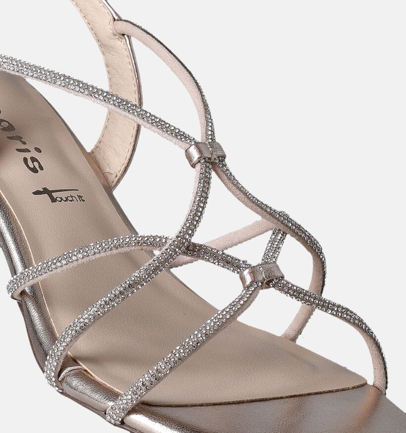Tamaris Sandales avec talon carré en Or pour femmes (354445)