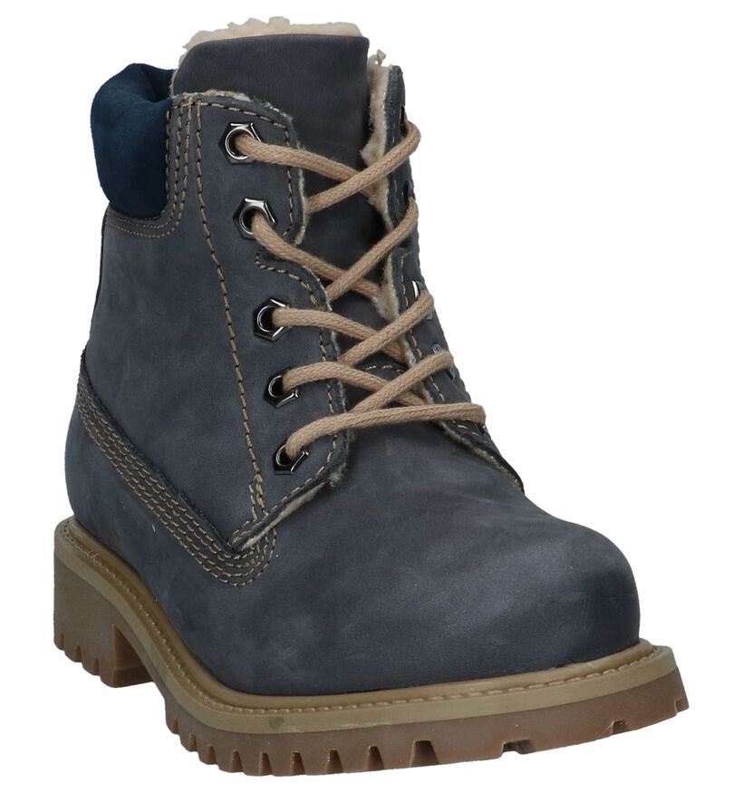Dazzle Donkerblauwe Veterboots in nubuck (223856)