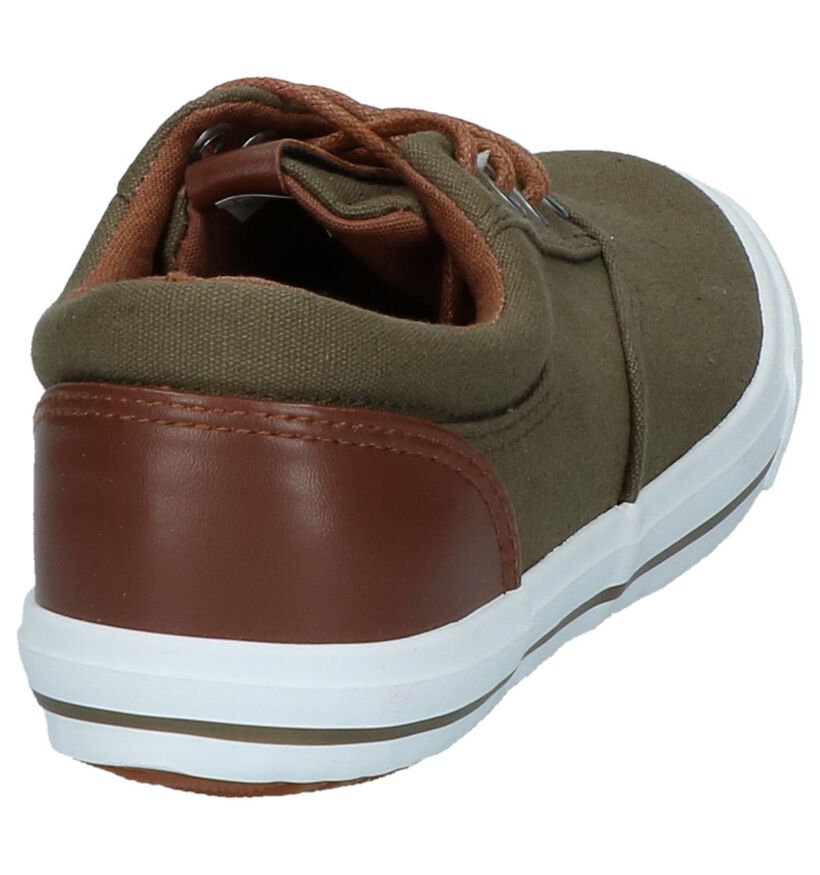 Kaki Platte Veterschoenen Milo & Mila in stof (217983)