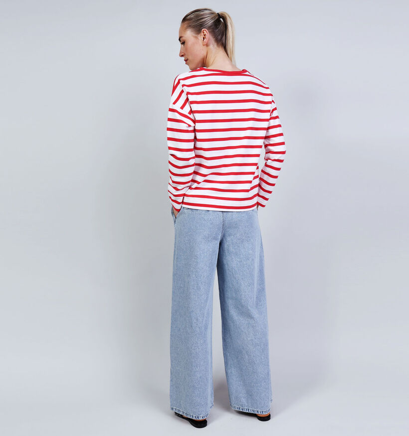 Elbsand Elva Witte/Rode T-shirt Gestreept voor dames (374228)