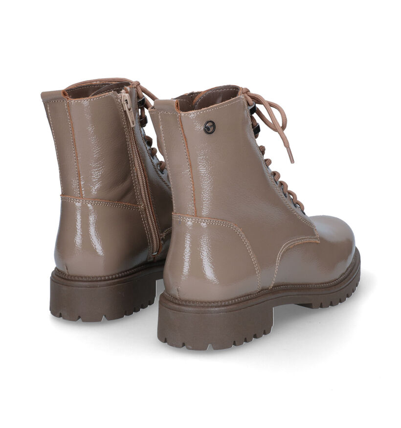 Tamaris Boots à lacets en Taupe en verni (315421)