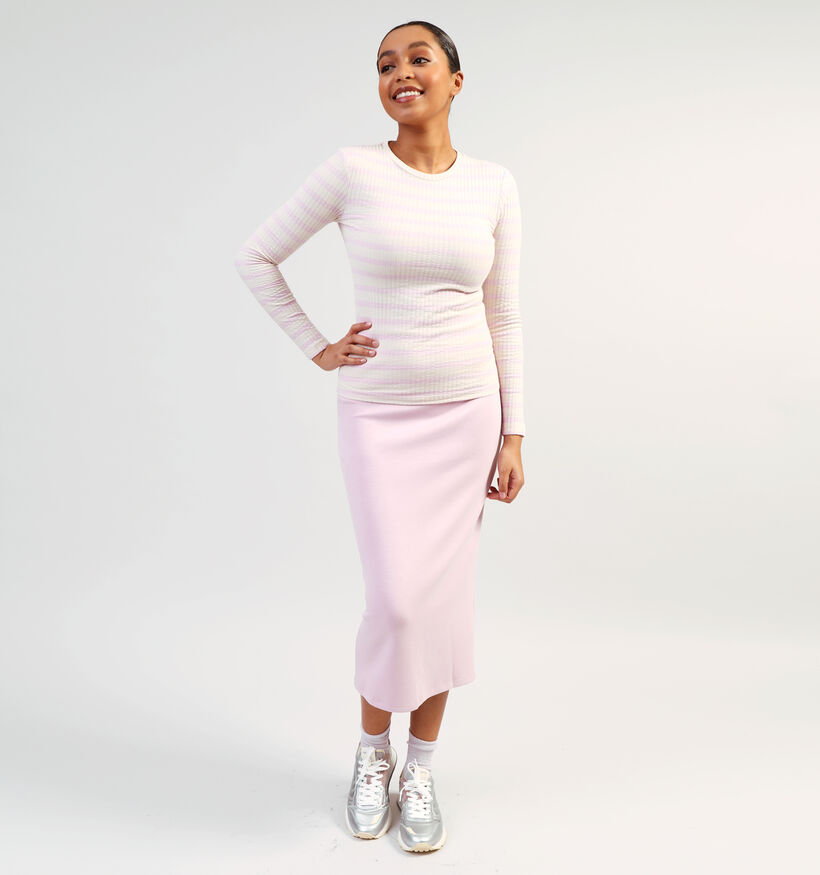 Vila Amelie T-shirt à rayé en Rose pour femmes (351796)