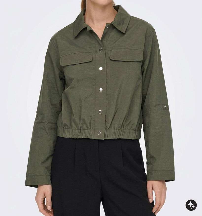 Vero Moda Ziva Fold-Up Manteau court en Vert fonc&eacute; pour femmes (379696)