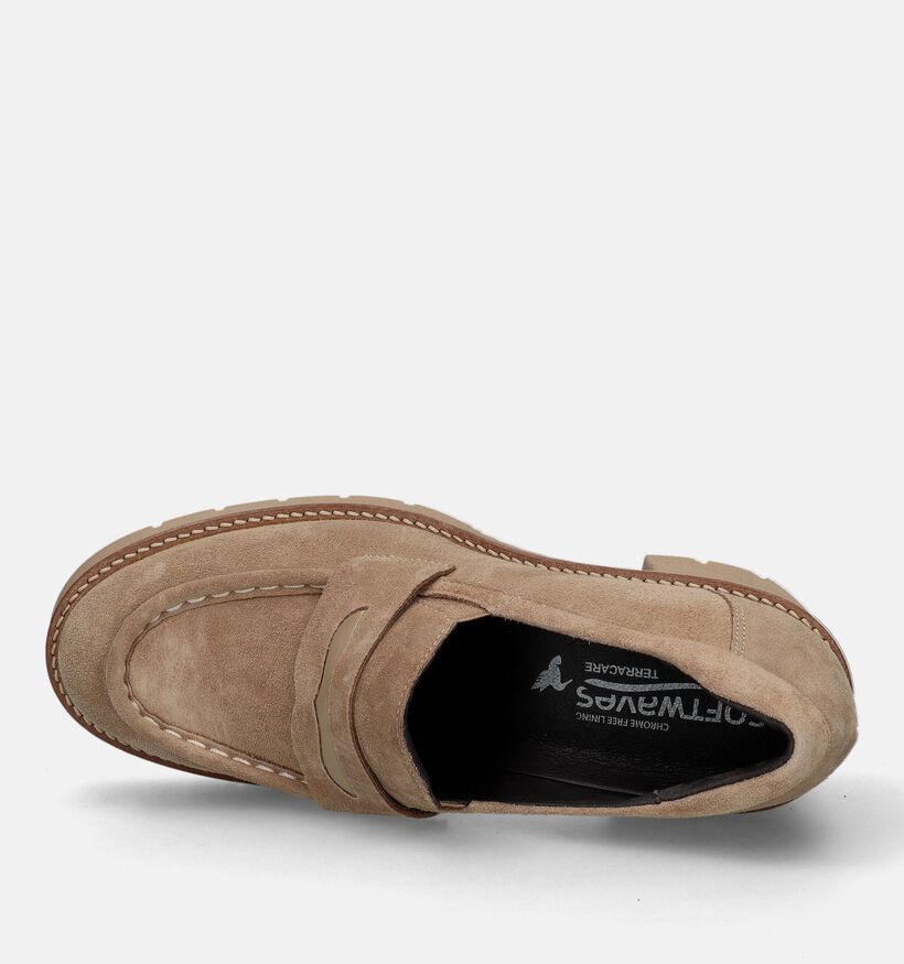 Softwaves Beige Mocassins met hak voor dames (332669) - geschikt voor steunzolen