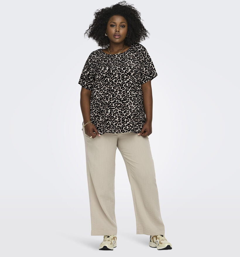 ONLY Carmacoma T-shirt en Brun Leopard pour femmes (371834)