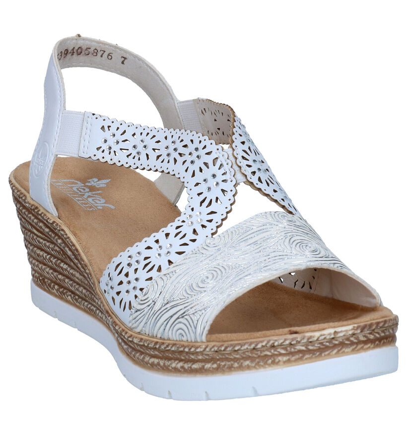 Rieker Witte Sandalen met sleehak voor dames (339118)