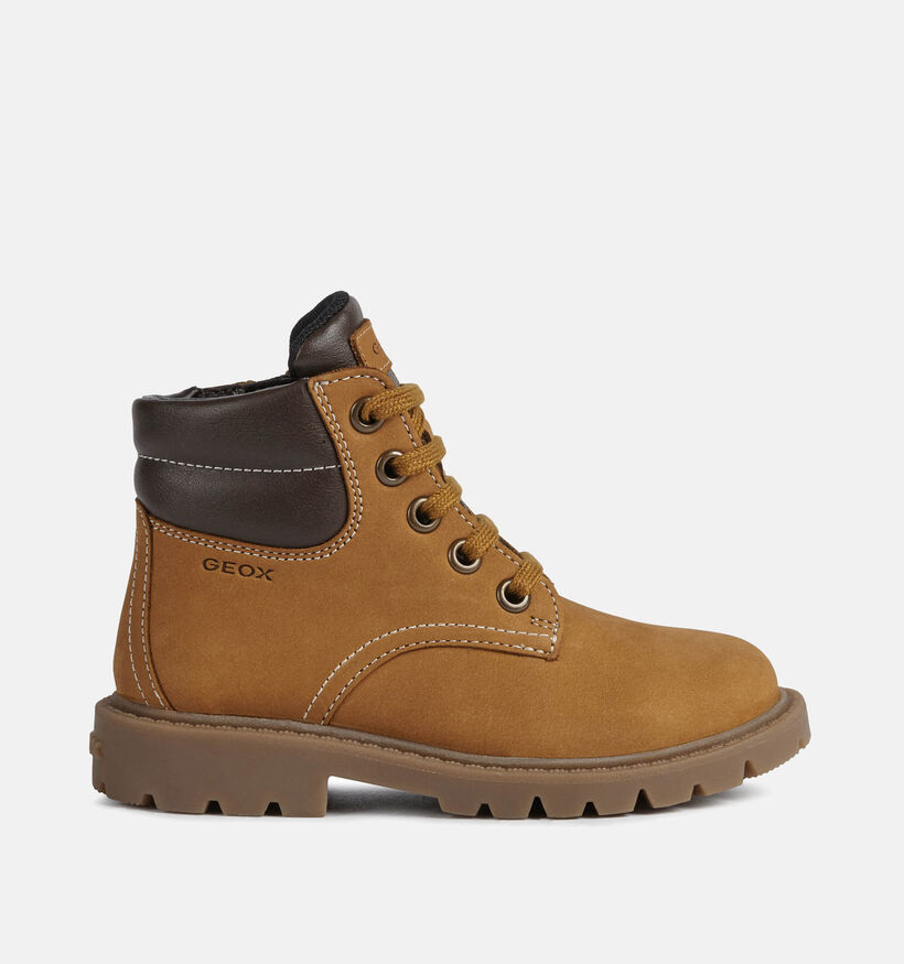 Geox Shaylax Nubuck Bottines robustes en Marron pour garçons (360365) - pour semelles orthopédiques