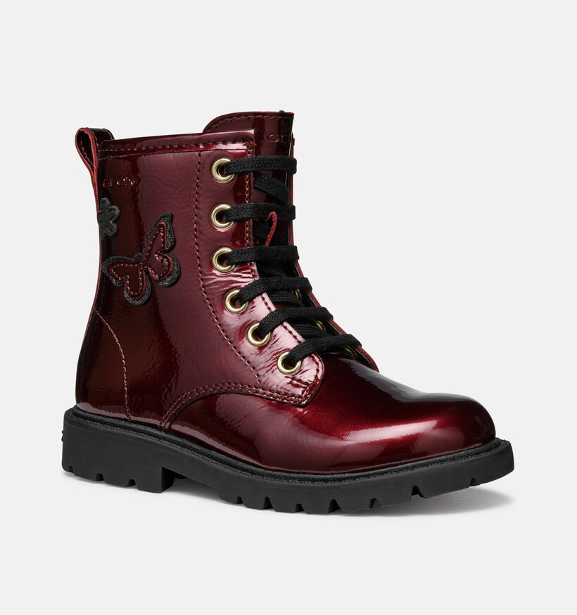 Geox Shaylax Boots &agrave; lacets en Bordeaux pour filles (376264) - pour semelles orthop&eacute;diques