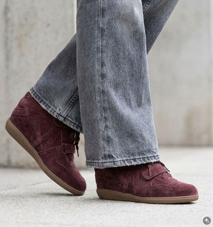 Poelman Bordeaux Sneakers met Sleehak voor dames (382833)