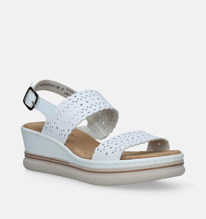 Rieker Witte Sandalen met sleehak voor dames (339139)