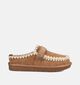 Laurent David Bruine Mocassin Pantoffels met Lichtbeige Sierstiksels voor dames (380863)