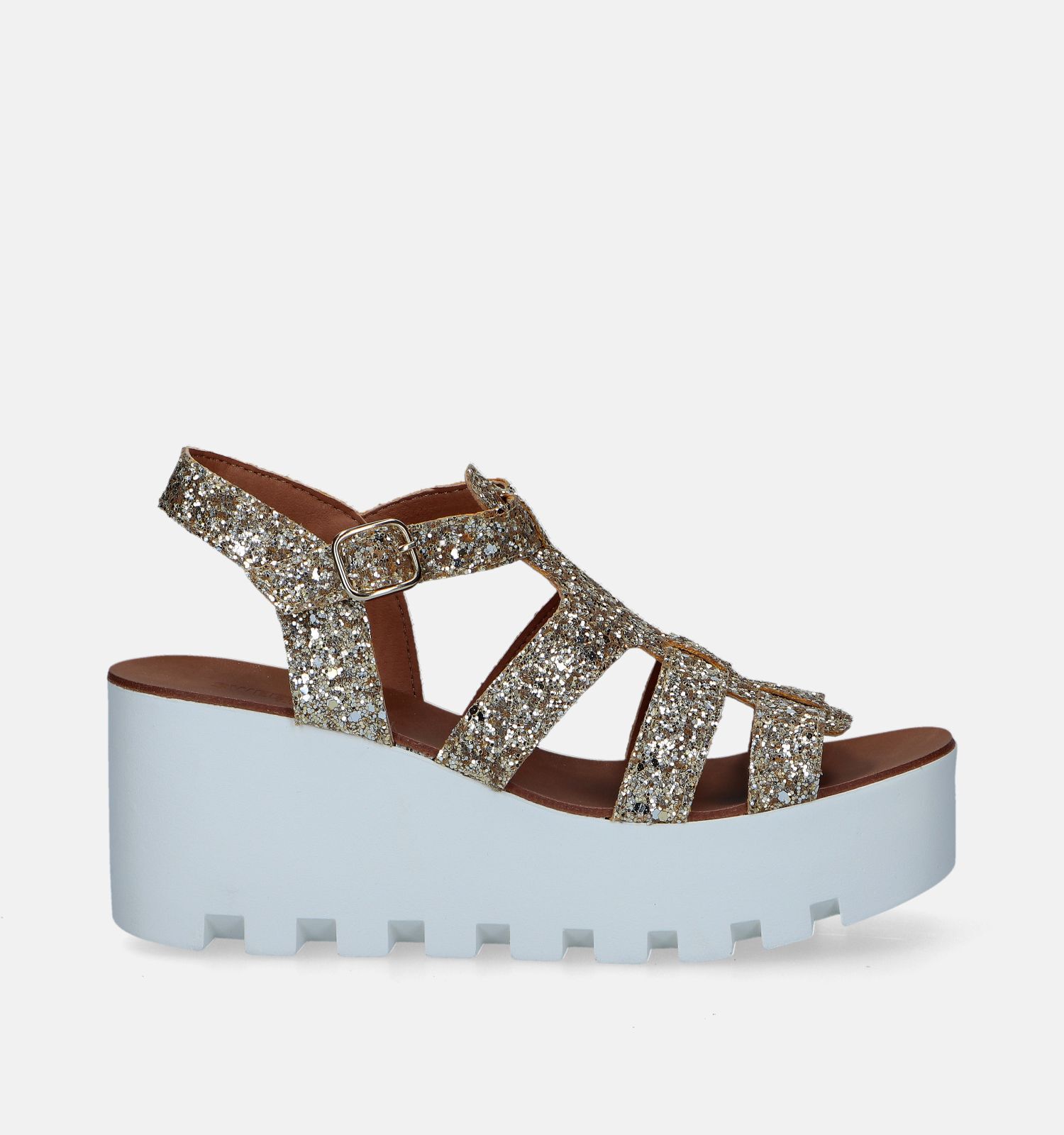 Sweet Lemon Neduz Gouden Sandalen Met Sleehak Dames Sandalen Online op TORFS.BE