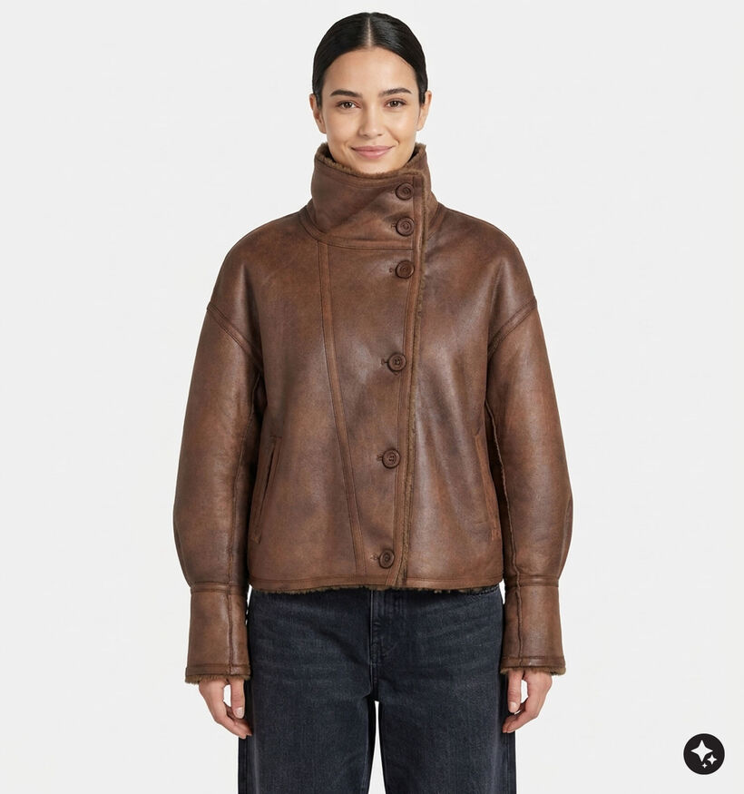 Orfeo Maegan Manteau court en Brun fonc&eacute; pour femmes (381654)