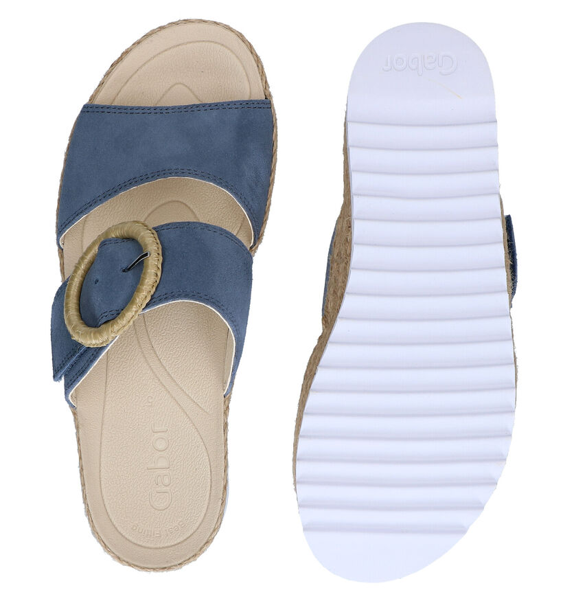 Gabor Best Fitting Mules en Bleu en daim (288061)