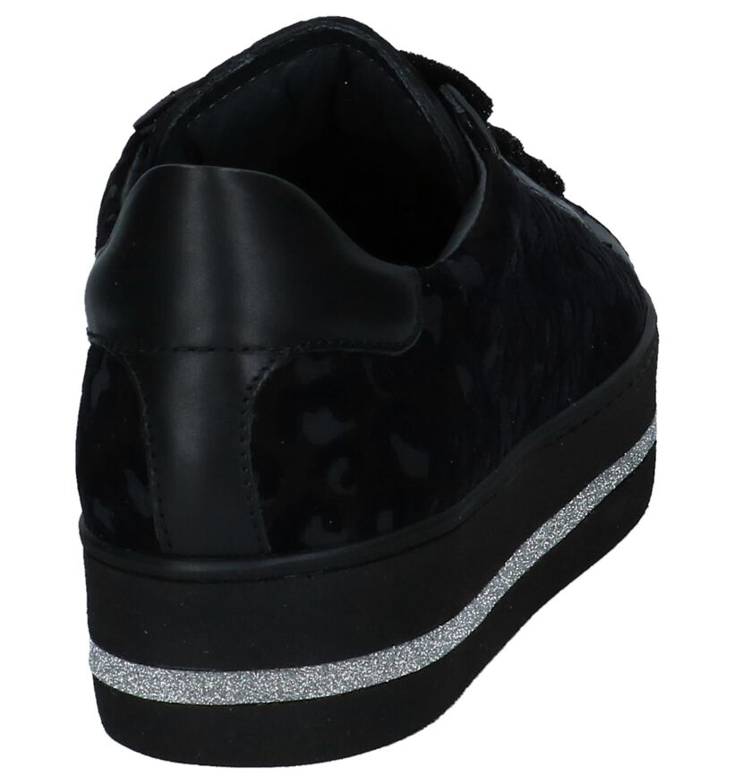 Zwarte Lage Sneakers met Luipaardprint Maripé in daim (230569)
