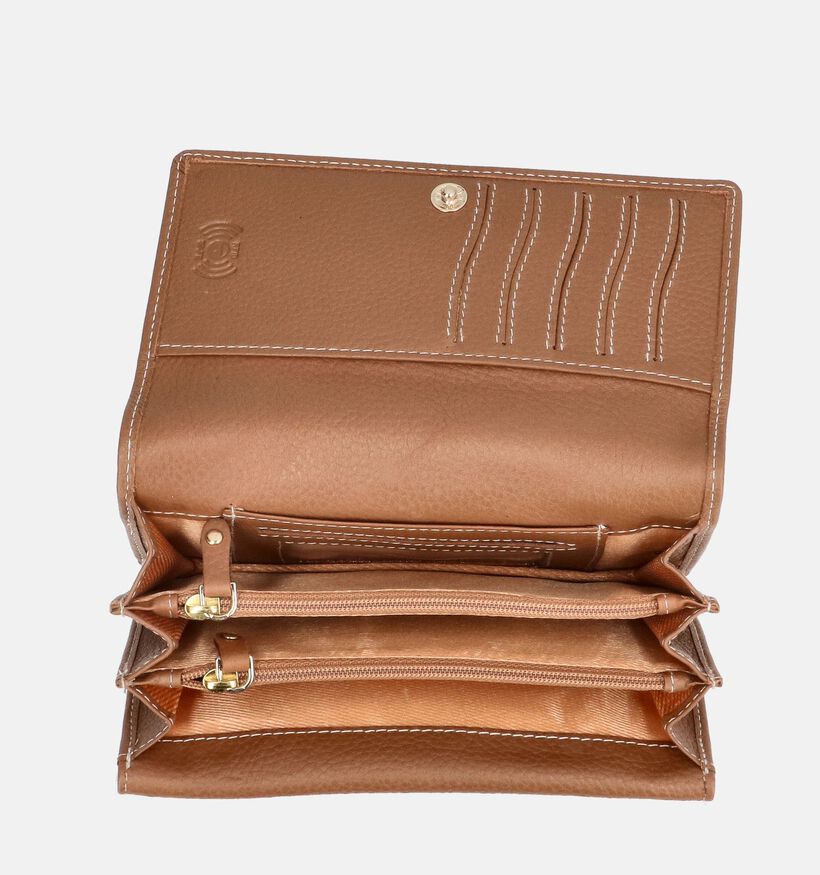Crinkles Porte-monnaie zipp&eacute; en Marron pour femmes (381722)