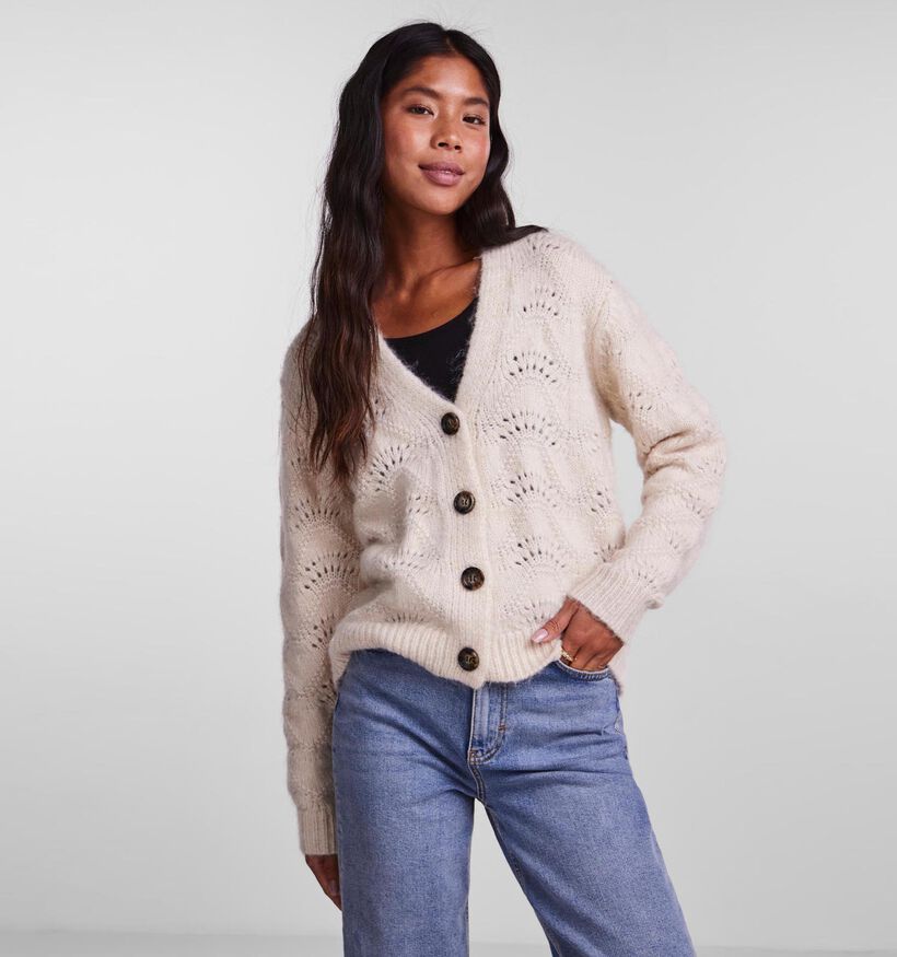 Pieces Bibbi Ecru Cardigan Met Knopen voor dames (332851)