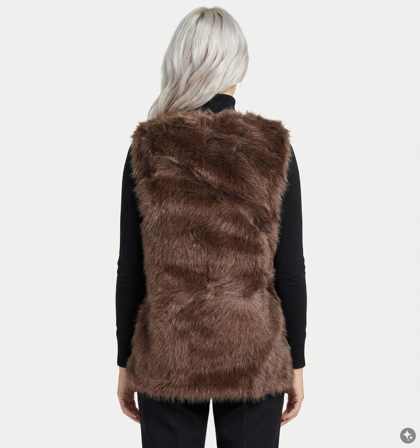 Laurent David Zaragoza Bruine Bodywarmer Faux-Fur voor dames (382016)