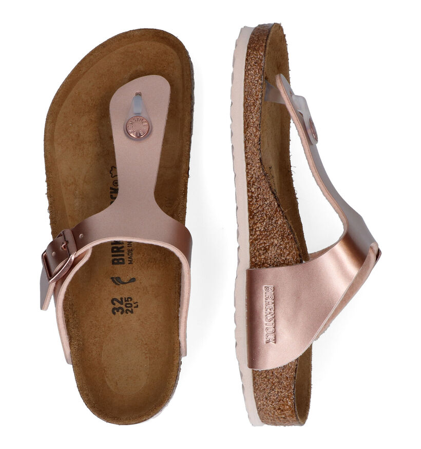 Birkenstock Gizeh Birko Flor Tongs en Or pour filles (338077)