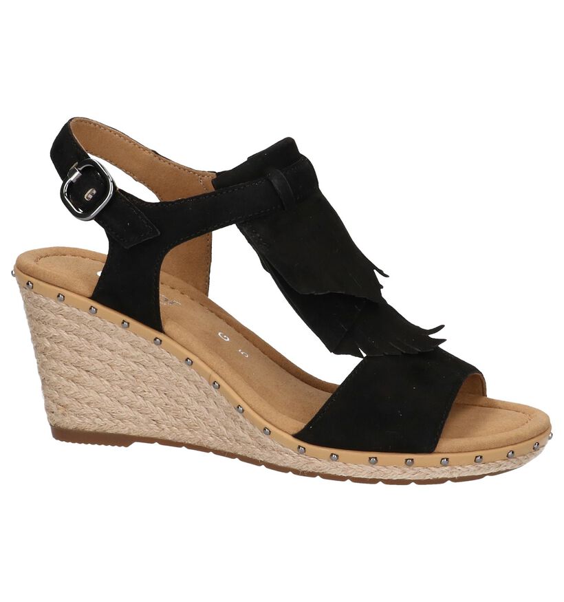 Gabor Comfort Zwarte Sandalen met Sleehak in daim (216255)