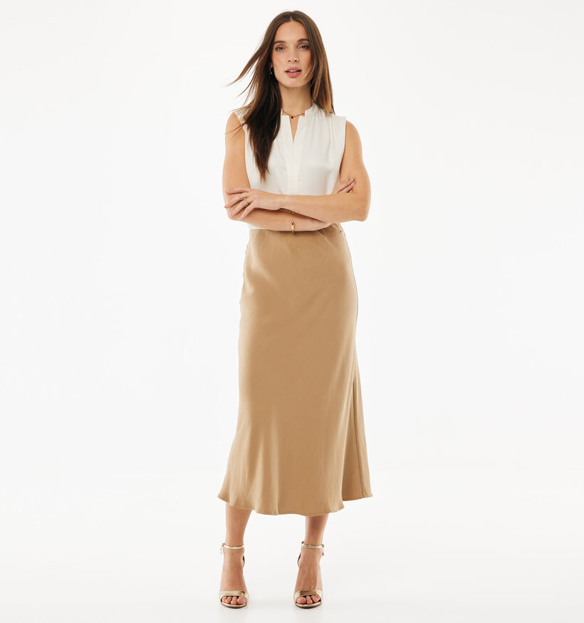 Mexx Dull Satin Midi Jupe mi-longue en Beige pour femmes (368559)